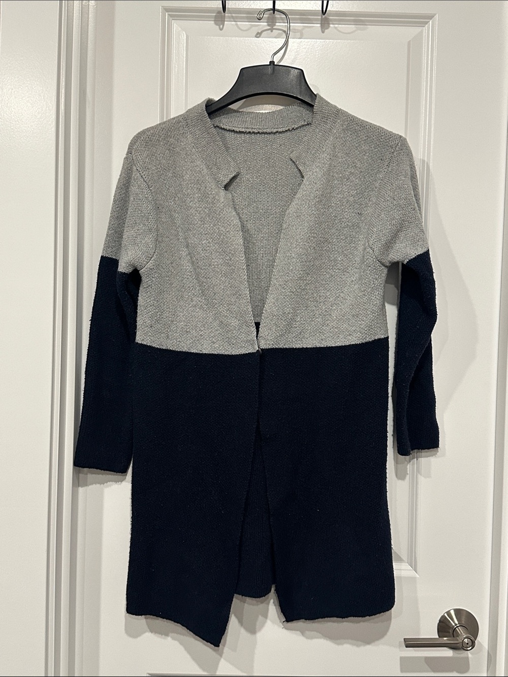 Unbranded Two-Tone Open Front Cardigan Jacket - Gray & Navy